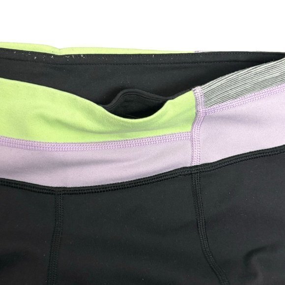 Lululemon Size 2 Tadasana Slit Crop Black Lilac Green Gray Active Workout Pant - Picture 3 of 7